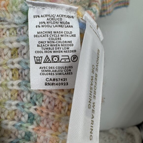 LOFT Wool Blend Sweater Dress Multicolor Pastels Crew Neck Soft Midi woman’s siz - Picture 8 of 10